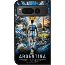 Coque Google Pixel Fold - Silicone rigide noir Football Argentine splash 2026