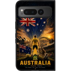 Coque Google Pixel Fold - Silicone rigide noir Football Australie splash 2026