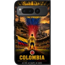 Coque Google Pixel Fold - Silicone rigide noir Football Colombie splash 2026