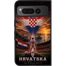 Coque Google Pixel Fold - Silicone rigide noir Football Croatie splash 2026