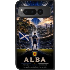 Coque Google Pixel Fold - Silicone rigide noir Football Écosse splash 2026