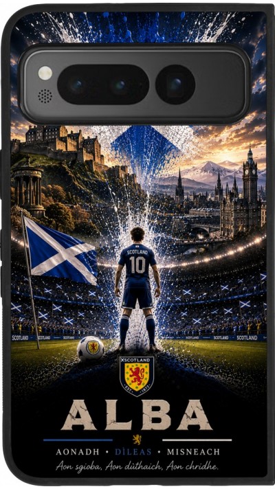 Coque Google Pixel Fold - Silicone rigide noir Football Écosse splash 2026