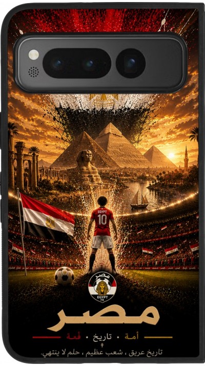 Coque Google Pixel Fold - Silicone rigide noir Football Égypte splash 2026