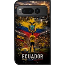 Coque Google Pixel Fold - Silicone rigide noir Football Équateur splash 2026