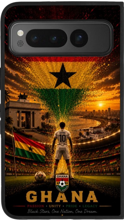 Coque Google Pixel Fold - Silicone rigide noir Football Ghana splash 2026