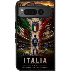 Coque Google Pixel Fold - Silicone rigide noir Football Italie splash 2026