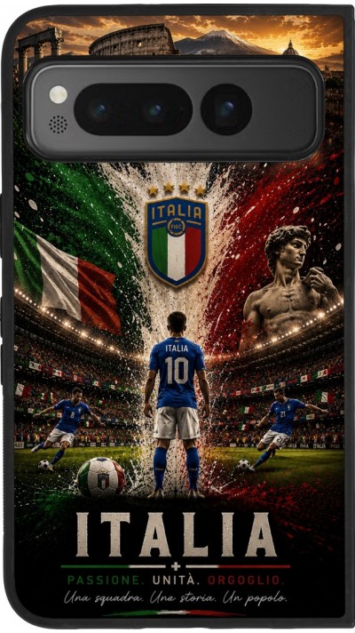Coque Google Pixel Fold - Silicone rigide noir Football Italie splash 2026