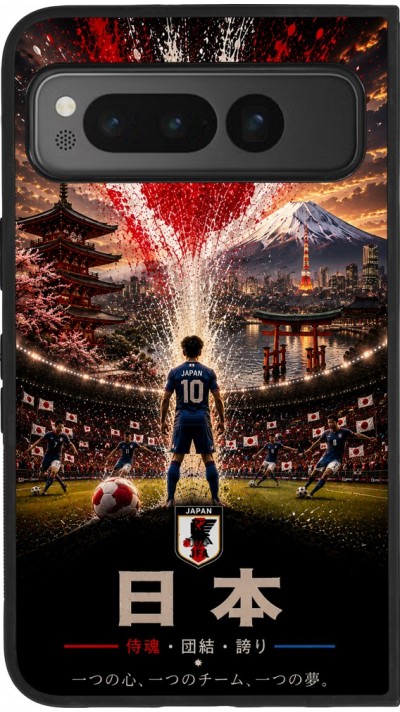 Coque Google Pixel Fold - Silicone rigide noir Football Japon splash 2026