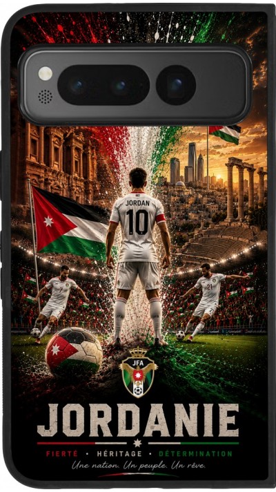 Coque Google Pixel Fold - Silicone rigide noir Football Jordanie splash 2026
