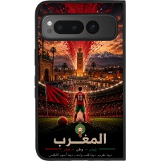 Coque Google Pixel Fold - Silicone rigide noir Football Maroc splash 2026