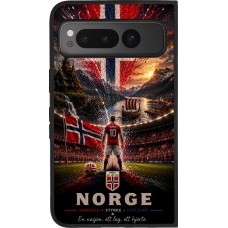 Coque Google Pixel Fold - Silicone rigide noir Football Norvège splash 2026