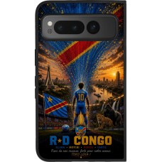 Coque Google Pixel Fold - Silicone rigide noir Football République démocratique du Congo splash 2026