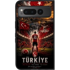 Coque Google Pixel Fold - Silicone rigide noir Football Turquie splash 2026