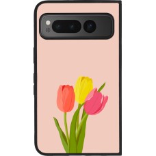 Coque Google Pixel Fold - Silicone rigide noir Spring 23 tulip trio