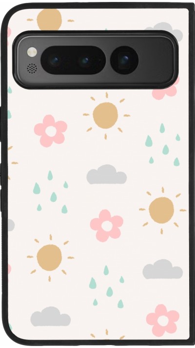 Coque Google Pixel Fold - Silicone rigide noir Spring 23 weather
