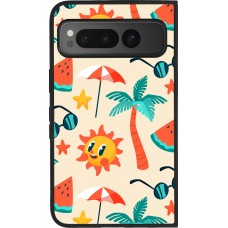 Google Pixel Fold Case Hülle - Silikon schwarz Summer 2025 Pattern soleil