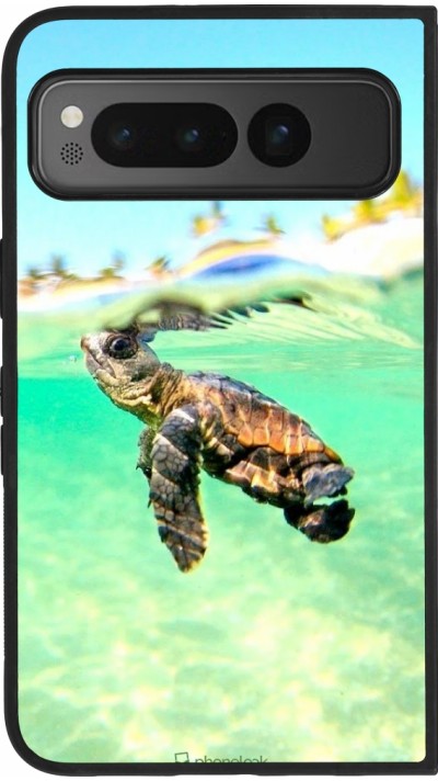 Google Pixel Fold Case Hülle - Silikon schwarz Turtle Underwater