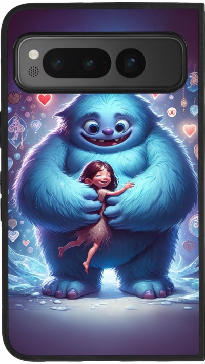 Google Pixel Fold Case Hülle - Silikon schwarz Valentin 2024 Flauschige Liebe