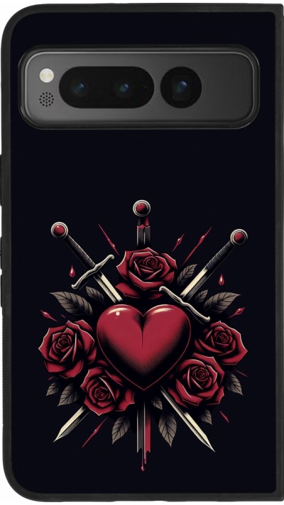 Google Pixel Fold Case Hülle - Silikon schwarz Valentine 2024 gothic love