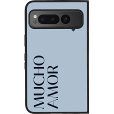 Coque Google Pixel Fold - Silicone rigide noir Valentine 2024 mucho amor azul