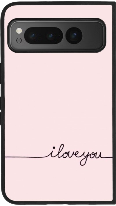 Google Pixel Fold Case Hülle - Silikon schwarz Valentine 2023 i love you writing
