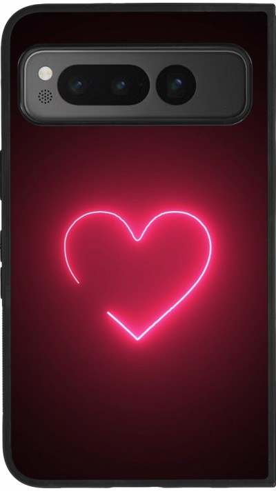 Google Pixel Fold Case Hülle - Silikon schwarz Valentine 2023 single neon heart
