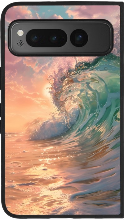 Google Pixel Fold Case Hülle - Silikon schwarz Wave Sunset