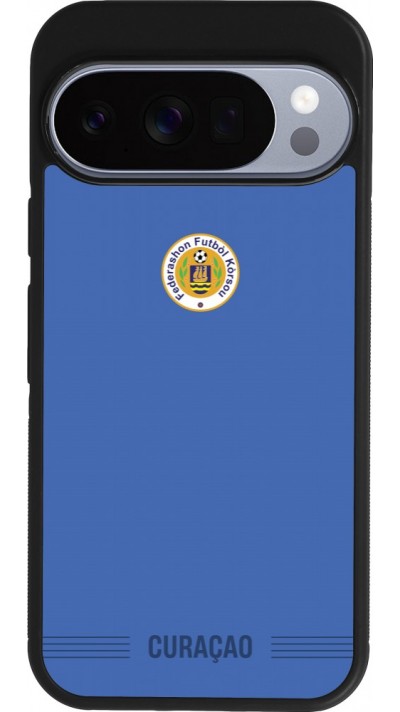 Coque Google Pixel 10 / Pixel 10 Pro - Silicone rigide noir Maillot de football Curaçao 2026 personnalisable