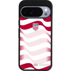 Coque Google Pixel 10 / Pixel 10 Pro - Silicone rigide noir Maillot de football États-Unis 2026 personnalisable