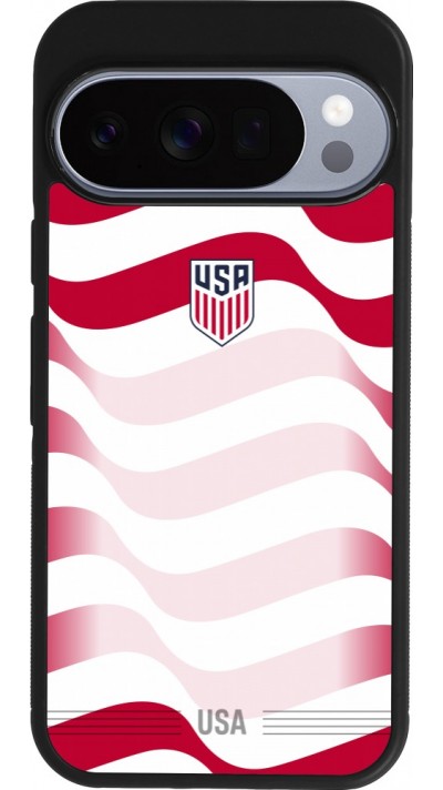Coque Google Pixel 10 / Pixel 10 Pro - Silicone rigide noir Maillot de football États-Unis 2026 personnalisable