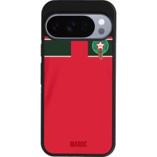 Coque Google Pixel 10 / Pixel 10 Pro - Silicone rigide noir Maillot de football Maroc 2022 personnalisable