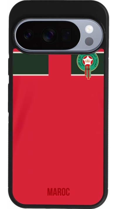 Coque Google Pixel 10 / Pixel 10 Pro - Silicone rigide noir Maillot de football Maroc 2022 personnalisable