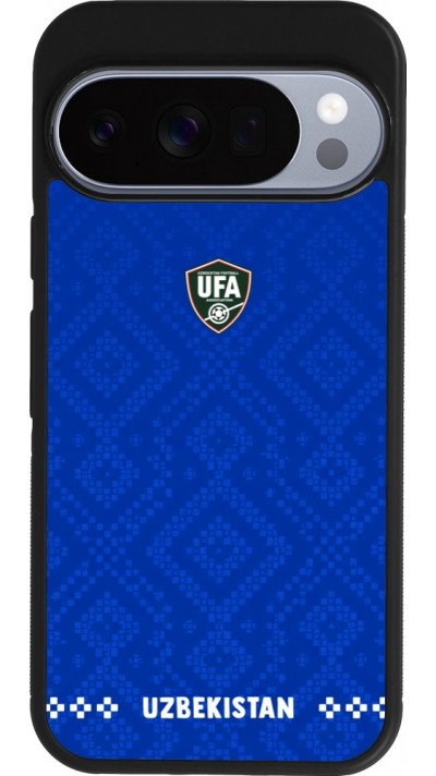 Coque Google Pixel 10 / Pixel 10 Pro - Silicone rigide noir Maillot de football Ouzbékistan 2026 personnalisable