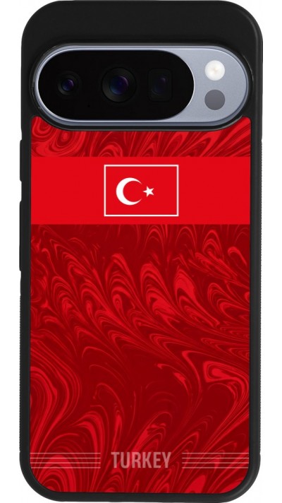 Coque Google Pixel 10 / Pixel 10 Pro - Silicone rigide noir Maillot de football Turquie 2026 personnalisable