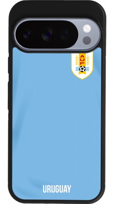 Coque Google Pixel 10 / Pixel 10 Pro - Silicone rigide noir Maillot de football Uruguay 2022 personnalisable