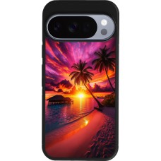 Coque Google Pixel 10 / Pixel 10 Pro - Silicone rigide noir Maldives Dusk Bliss