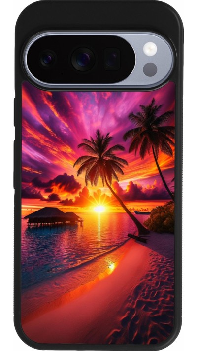 Coque Google Pixel 10 / Pixel 10 Pro - Silicone rigide noir Maldives Dusk Bliss