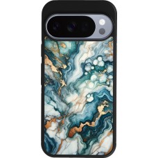 Coque Google Pixel 10 / Pixel 10 Pro - Silicone rigide noir Marbre Vert Bleu Doré