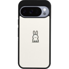 Coque Google Pixel 10 / Pixel 10 Pro - Silicone rigide noir Minimal bunny cutie