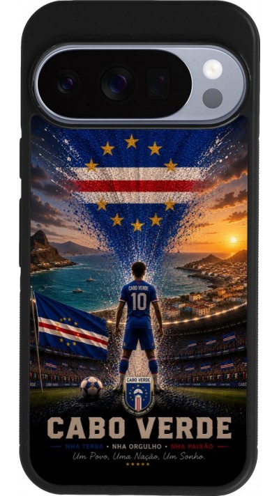 Coque Google Pixel 10 / Pixel 10 Pro - Silicone rigide noir Football Cap-Vert splash 2026