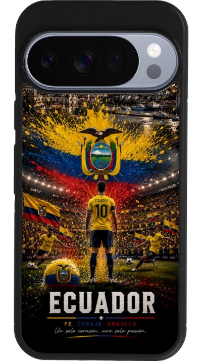 Coque Google Pixel 10 / Pixel 10 Pro - Silicone rigide noir Football Équateur splash 2026