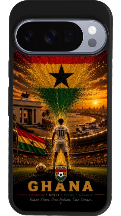 Coque Google Pixel 10 / Pixel 10 Pro - Silicone rigide noir Football Ghana splash 2026