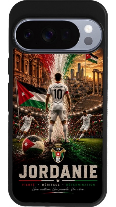 Coque Google Pixel 10 / Pixel 10 Pro - Silicone rigide noir Football Jordanie splash 2026