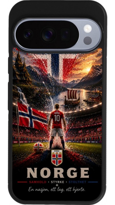 Coque Google Pixel 10 / Pixel 10 Pro - Silicone rigide noir Football Norvège splash 2026