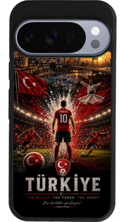 Coque Google Pixel 10 / Pixel 10 Pro - Silicone rigide noir Football Turquie splash 2026