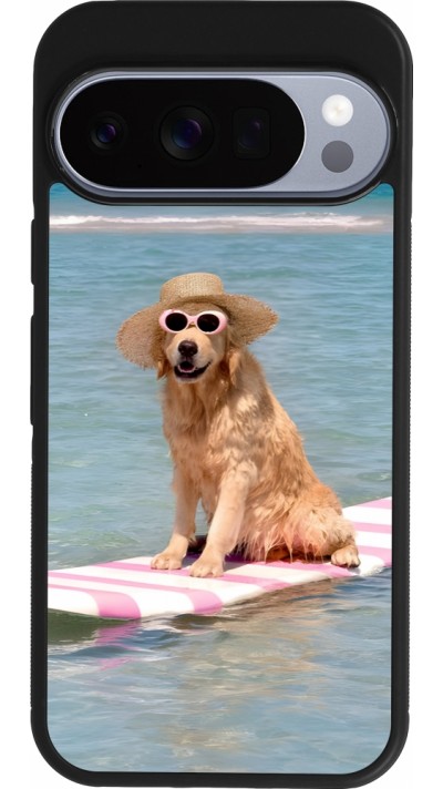 Google Pixel 10 / Pixel 10 Pro Case Hülle - Silikon schwarz Summer Dog on Paddle