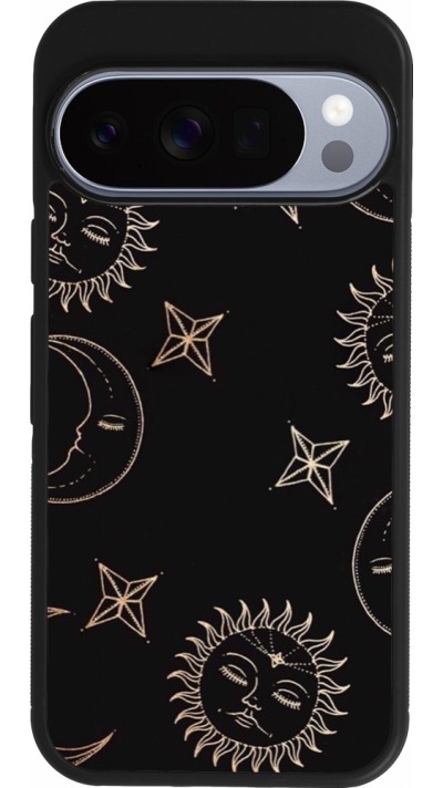 Google Pixel 10 / Pixel 10 Pro Case Hülle - Silikon schwarz Suns and Moons