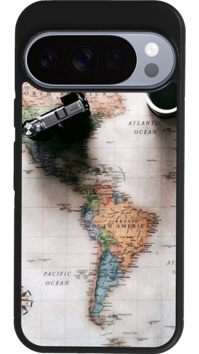Google Pixel 10 / Pixel 10 Pro Case Hülle - Silikon schwarz Travel 01