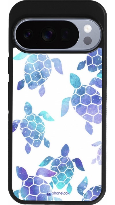 Google Pixel 10 / Pixel 10 Pro Case Hülle - Silikon schwarz Turtles pattern watercolor