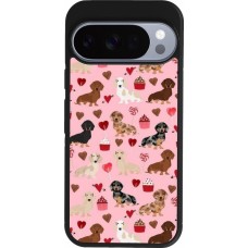 Coque Google Pixel 10 / Pixel 10 Pro - Silicone rigide noir Valentine 2024 puppy love